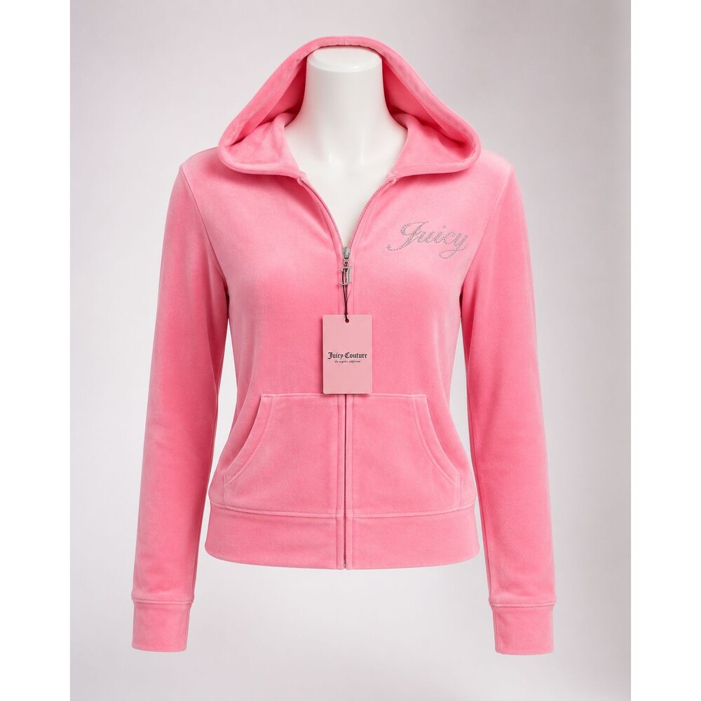 Juicy Couture OG Big Bling Velour Zip-Up Womens Hoodie 1X NWT